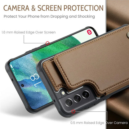 CASEME C22 Series for Samsung Galaxy S21 FE 5G Case RFID Blocking 4 Card Slots Phone Protective Cover