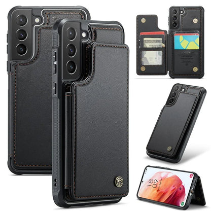 CASEME C22 Series For Samsung Galaxy S21+ 5G Case 5 Card Slots RFID Blocking Kickstand Phone Cover