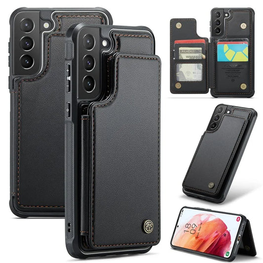 CASEME C22 Series For Samsung Galaxy S21+ 5G Case 5 Card Slots RFID Blocking Kickstand Phone Cover