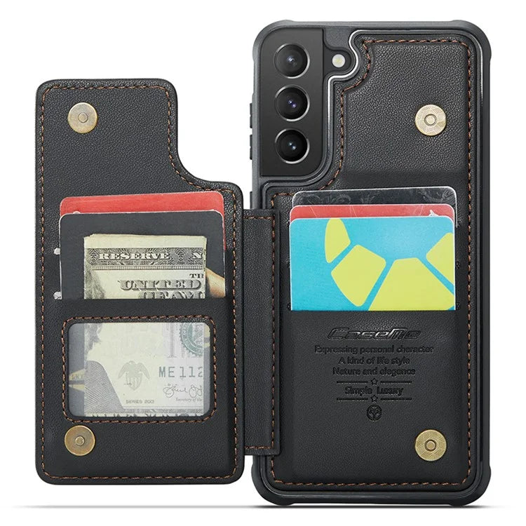 CASEME C22 Series For Samsung Galaxy S21+ 5G Case 5 Card Slots RFID Blocking Kickstand Phone Cover