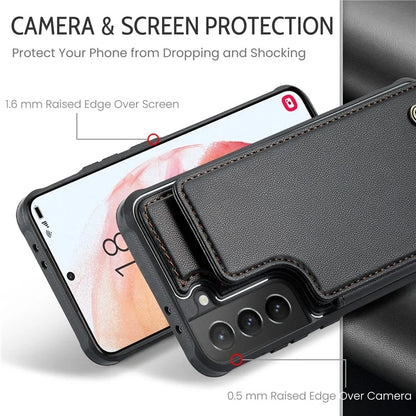 CASEME C22 Series For Samsung Galaxy S21+ 5G Case 5 Card Slots RFID Blocking Kickstand Phone Cover