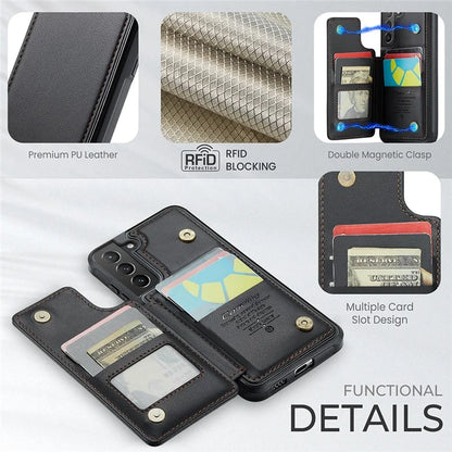 CASEME C22 Series For Samsung Galaxy S21+ 5G Case 5 Card Slots RFID Blocking Kickstand Phone Cover