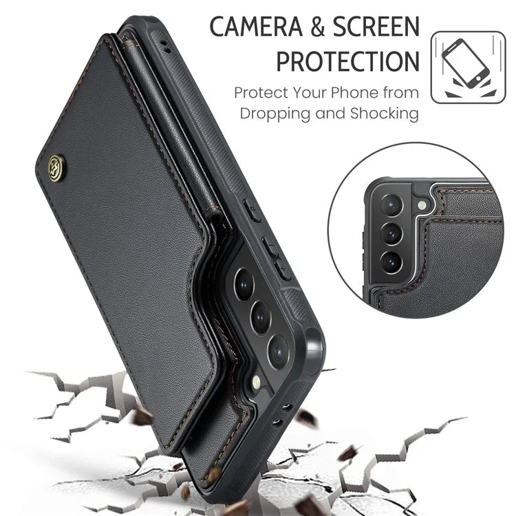 CASEME C22 Series For Samsung Galaxy S21+ 5G Case 5 Card Slots RFID Blocking Kickstand Phone Cover