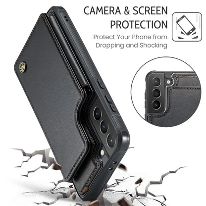 CASEME C22 Series For Samsung Galaxy S21+ 5G Case 5 Card Slots RFID Blocking Kickstand Phone Cover
