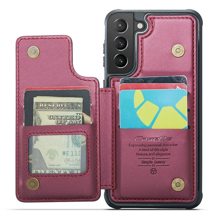 CASEME C22 Series For Samsung Galaxy S21+ 5G Case 5 Card Slots RFID Blocking Kickstand Phone Cover