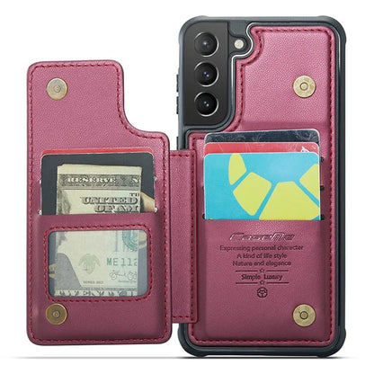 CASEME C22 Series For Samsung Galaxy S21+ 5G Case 5 Card Slots RFID Blocking Kickstand Phone Cover
