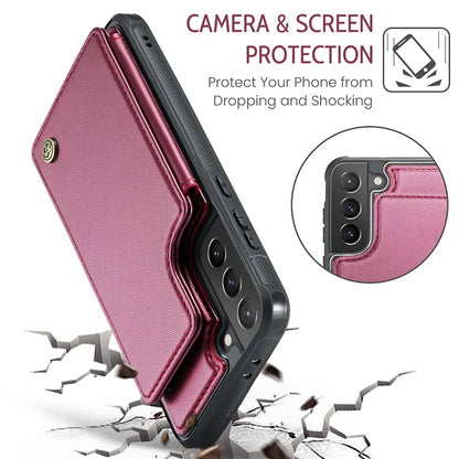 CASEME C22 Series For Samsung Galaxy S21+ 5G Case 5 Card Slots RFID Blocking Kickstand Phone Cover