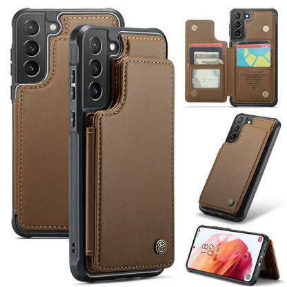 CASEME C22 Series For Samsung Galaxy S21+ 5G Case 5 Card Slots RFID Blocking Kickstand Phone Cover