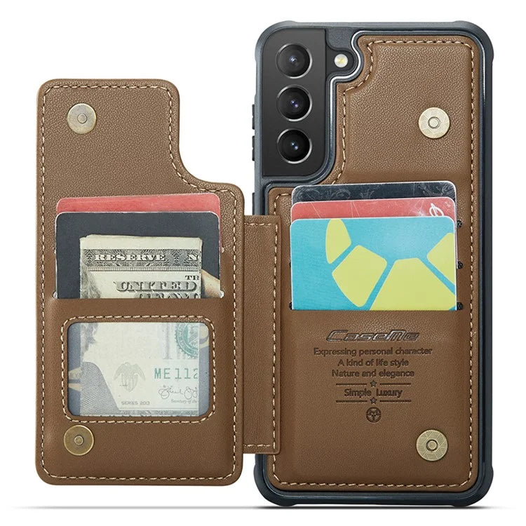 CASEME C22 Series For Samsung Galaxy S21+ 5G Case 5 Card Slots RFID Blocking Kickstand Phone Cover