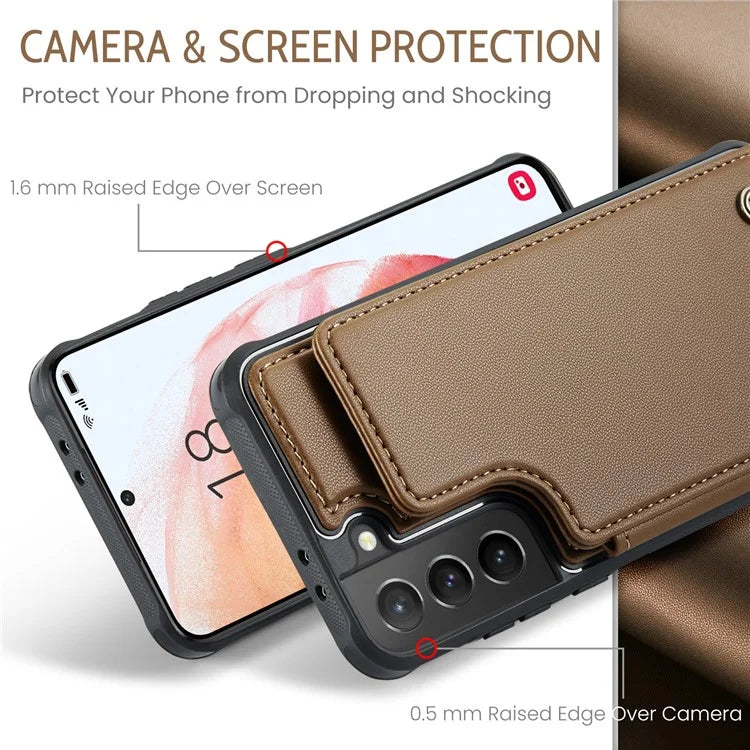 CASEME C22 Series For Samsung Galaxy S21+ 5G Case 5 Card Slots RFID Blocking Kickstand Phone Cover