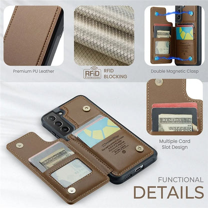 CASEME C22 Series For Samsung Galaxy S21+ 5G Case 5 Card Slots RFID Blocking Kickstand Phone Cover