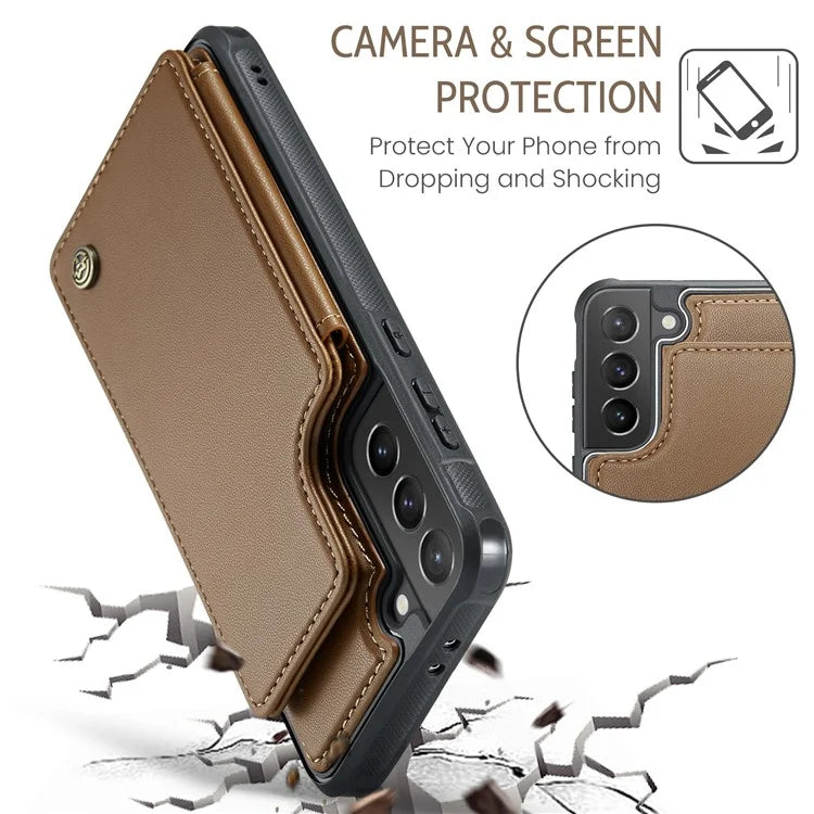 CASEME C22 Series For Samsung Galaxy S21+ 5G Case 5 Card Slots RFID Blocking Kickstand Phone Cover