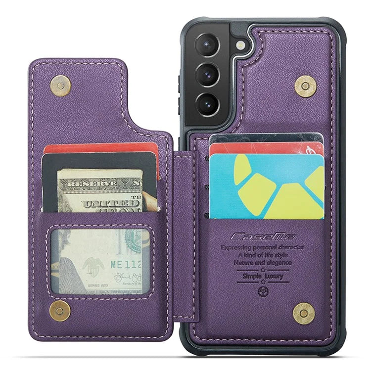 CASEME C22 Series For Samsung Galaxy S21+ 5G Case 5 Card Slots RFID Blocking Kickstand Phone Cover