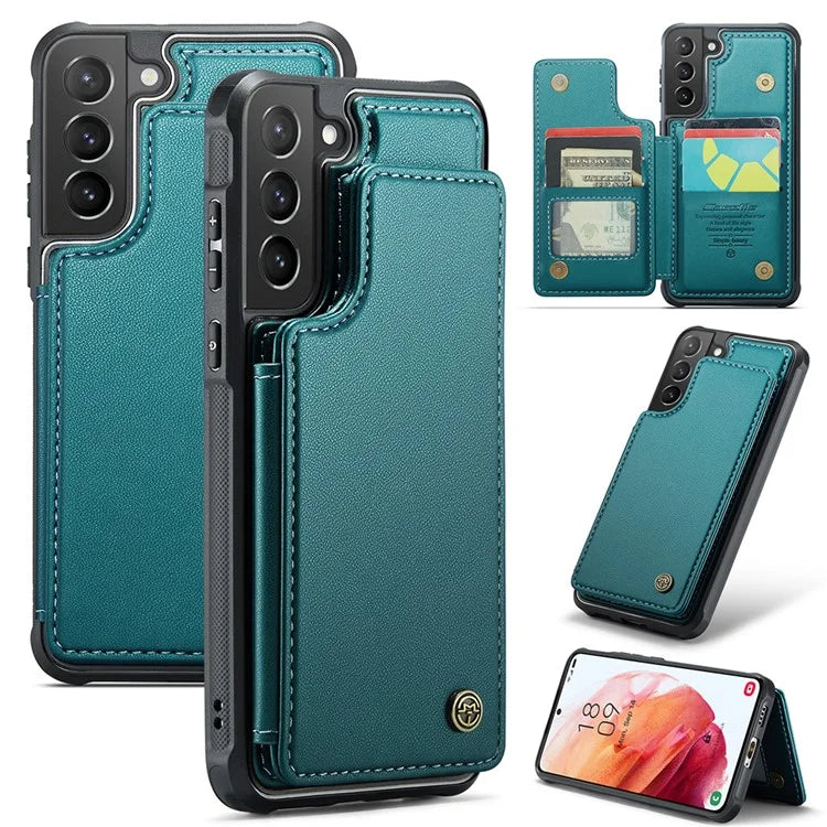 CASEME C22 Series For Samsung Galaxy S21+ 5G Case 5 Card Slots RFID Blocking Kickstand Phone Cover
