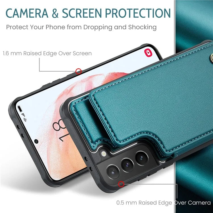 CASEME C22 Series For Samsung Galaxy S21+ 5G Case 5 Card Slots RFID Blocking Kickstand Phone Cover