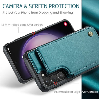 CASEME C22 Series for Samsung Galaxy S23 Case Litchi Texture Card Holder Phone Kickstand Cover