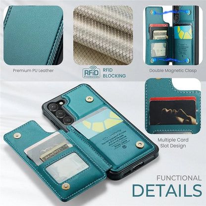 CASEME C22 Series for Samsung Galaxy S23 Case Litchi Texture Card Holder Phone Kickstand Cover