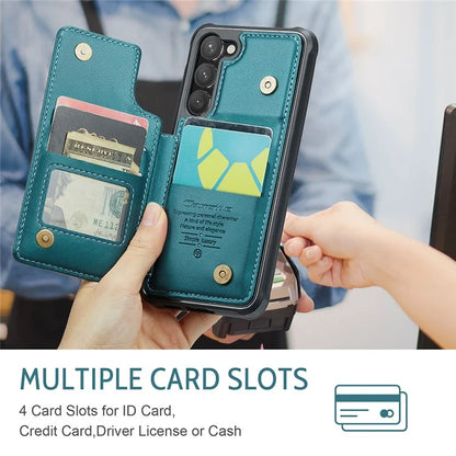 CASEME C22 Series for Samsung Galaxy S23 Case Litchi Texture Card Holder Phone Kickstand Cover