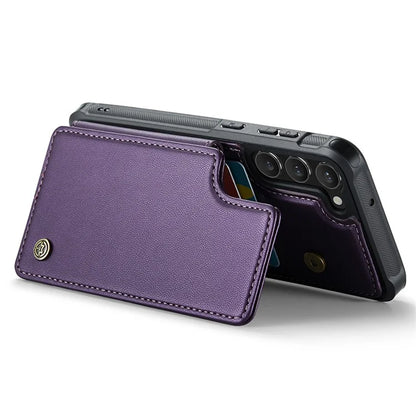 CASEME C22 Series for Samsung Galaxy S23 Case Litchi Texture Card Holder Phone Kickstand Cover