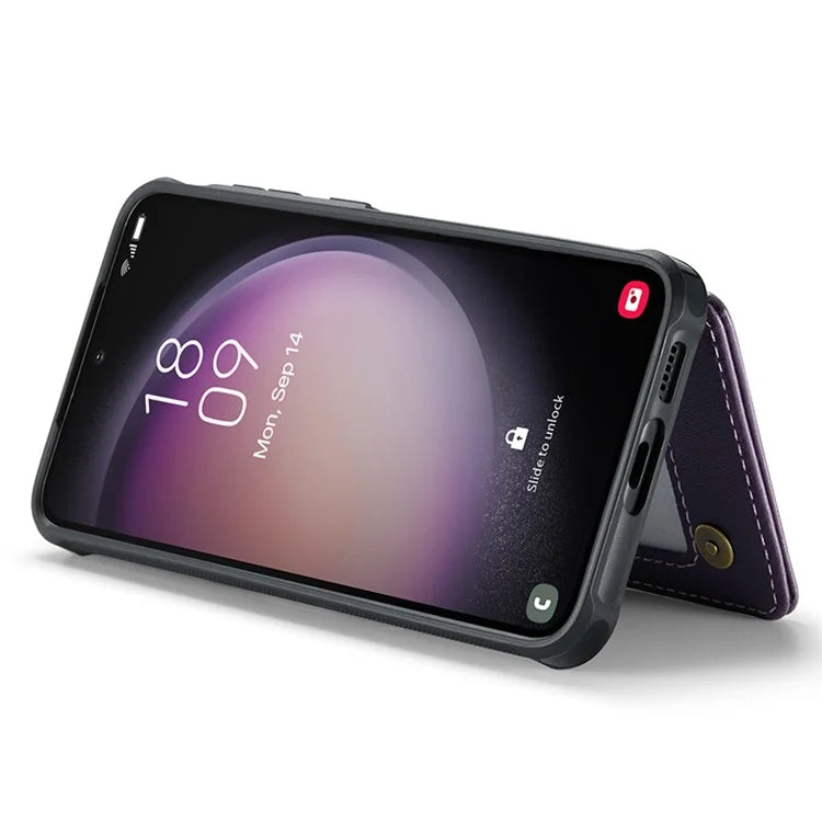 CASEME C22 Series for Samsung Galaxy S23 Case Litchi Texture Card Holder Phone Kickstand Cover