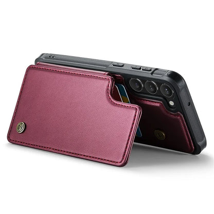 CASEME C22 Series for Samsung Galaxy S23 Case Litchi Texture Card Holder Phone Kickstand Cover