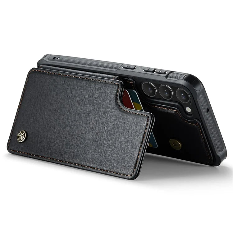 CASEME C22 Series for Samsung Galaxy S23 Case Litchi Texture Card Holder Phone Kickstand Cover