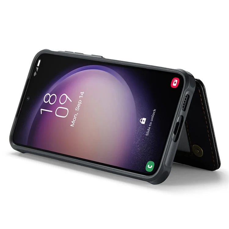 CASEME C22 Series for Samsung Galaxy S23 Case Litchi Texture Card Holder Phone Kickstand Cover