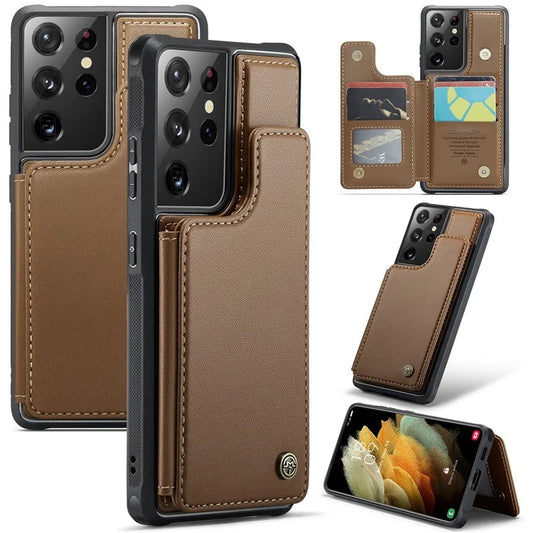 CASEME C22 Series For Samsung Galaxy S21 Ultra 5G Case Anti-scratch TPU+PU Leather Mobile Phone Cover