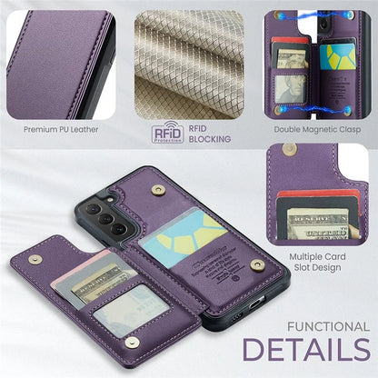 CASEME C22 Series for Samsung Galaxy S22 5G Case RFID Blocking Cover with 4 Card Slots