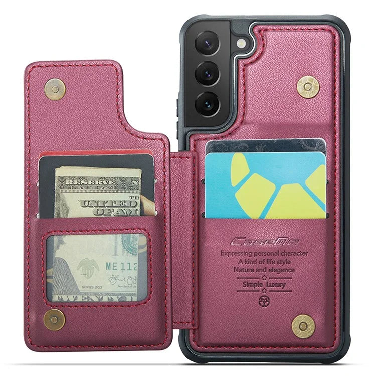 CASEME C22 Series for Samsung Galaxy S22 5G Case RFID Blocking Cover with 4 Card Slots