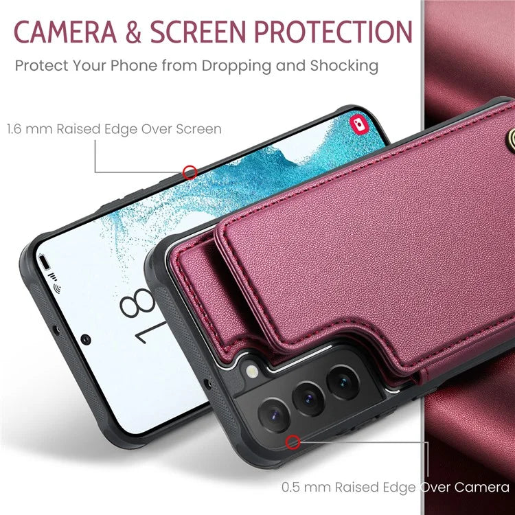 CASEME C22 Series for Samsung Galaxy S22 5G Case RFID Blocking Cover with 4 Card Slots