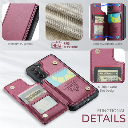 CASEME C22 Series for Samsung Galaxy S22 5G Case RFID Blocking Cover with 4 Card Slots