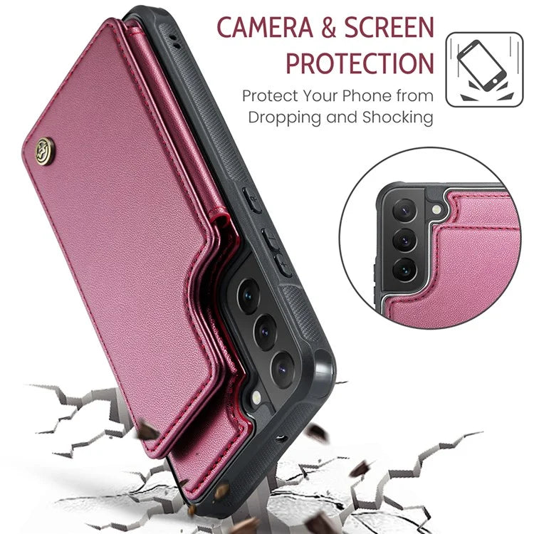 CASEME C22 Series for Samsung Galaxy S22 5G Case RFID Blocking Cover with 4 Card Slots