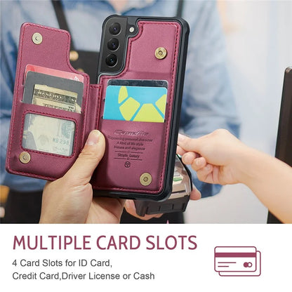 CASEME C22 Series for Samsung Galaxy S22 5G Case RFID Blocking Cover with 4 Card Slots