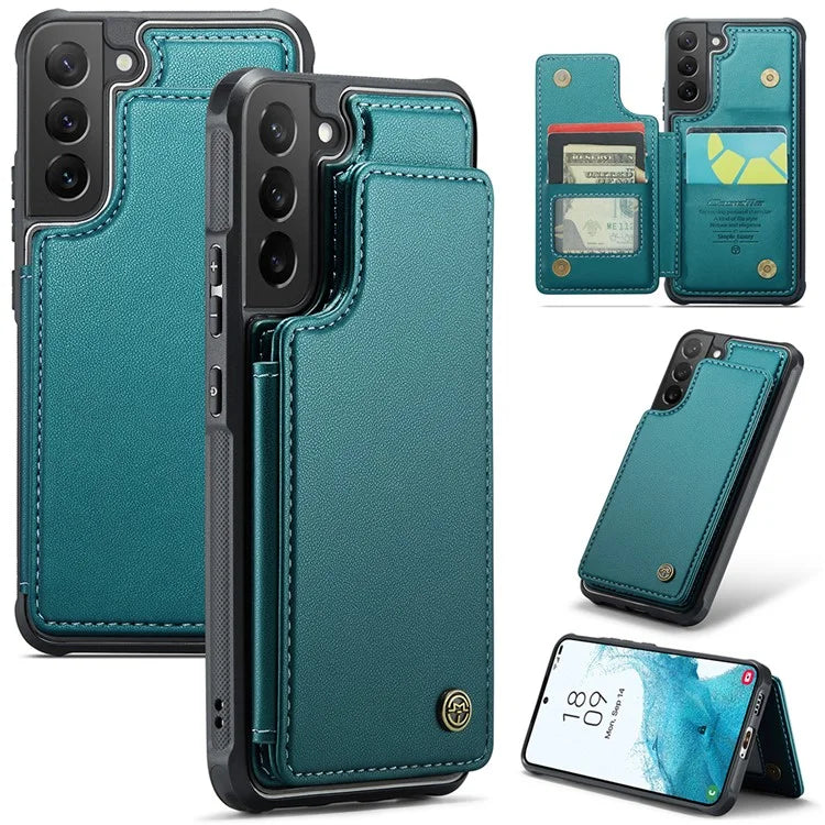CASEME C22 Series for Samsung Galaxy S22 5G Case RFID Blocking Cover with 4 Card Slots