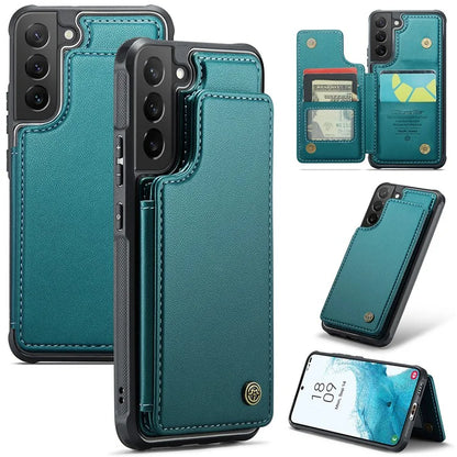CASEME C22 Series for Samsung Galaxy S22 5G Case RFID Blocking Cover with 4 Card Slots