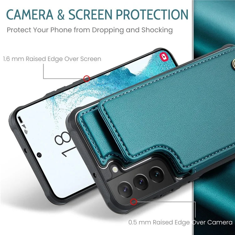 CASEME C22 Series for Samsung Galaxy S22 5G Case RFID Blocking Cover with 4 Card Slots