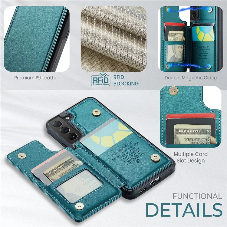 CASEME C22 Series for Samsung Galaxy S22 5G Case RFID Blocking Cover with 4 Card Slots