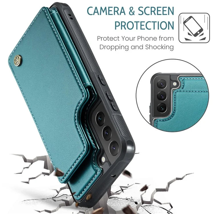 CASEME C22 Series for Samsung Galaxy S22 5G Case RFID Blocking Cover with 4 Card Slots