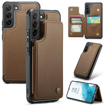 CASEME C22 Series for Samsung Galaxy S22 5G Case RFID Blocking Cover with 4 Card Slots