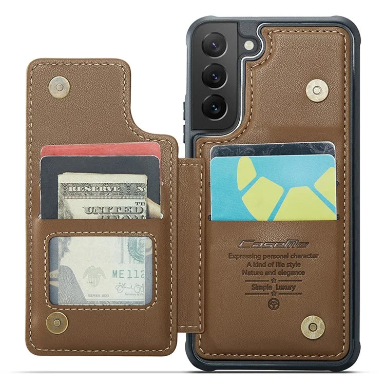 CASEME C22 Series for Samsung Galaxy S22 5G Case RFID Blocking Cover with 4 Card Slots