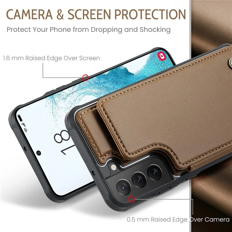 CASEME C22 Series for Samsung Galaxy S22 5G Case RFID Blocking Cover with 4 Card Slots