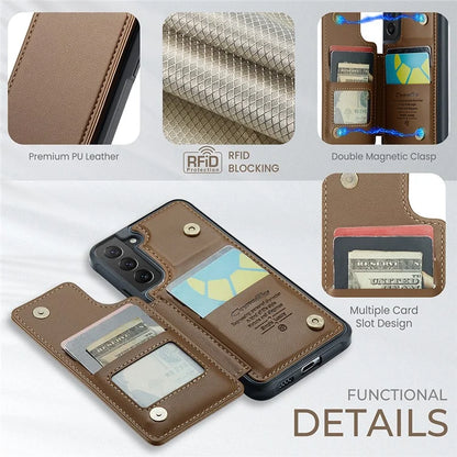 CASEME C22 Series for Samsung Galaxy S22 5G Case RFID Blocking Cover with 4 Card Slots