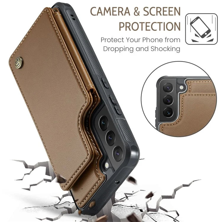 CASEME C22 Series for Samsung Galaxy S22 5G Case RFID Blocking Cover with 4 Card Slots