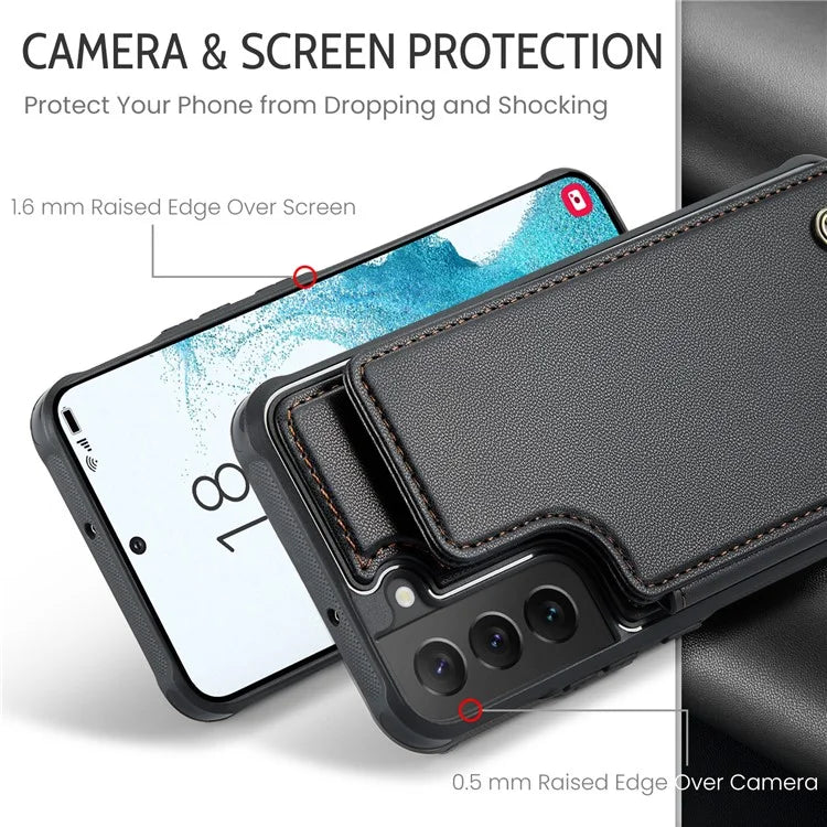 CASEME C22 Series for Samsung Galaxy S22 5G Case RFID Blocking Cover with 4 Card Slots