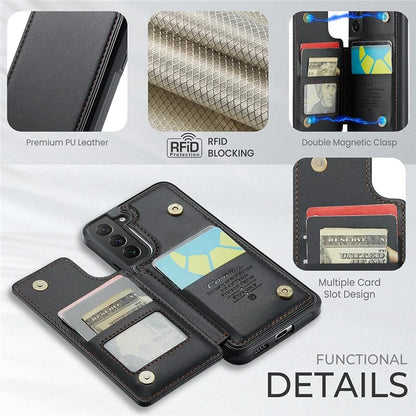 CASEME C22 Series for Samsung Galaxy S22 5G Case RFID Blocking Cover with 4 Card Slots