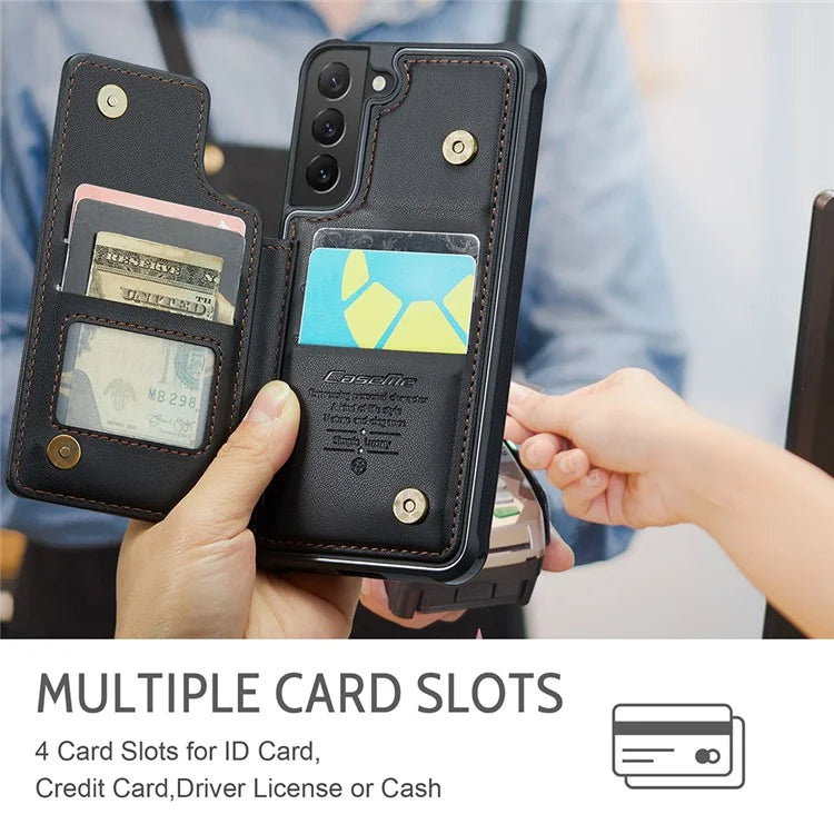 CASEME C22 Series for Samsung Galaxy S22 5G Case RFID Blocking Cover with 4 Card Slots