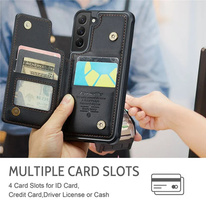 CASEME C22 Series for Samsung Galaxy S22 5G Case RFID Blocking Cover with 4 Card Slots
