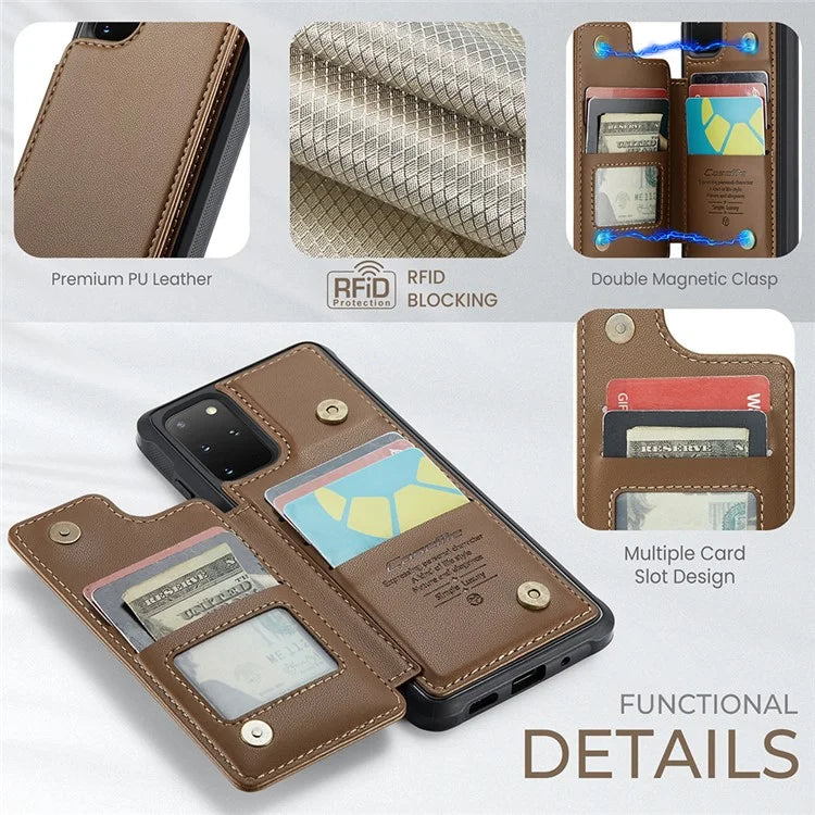 CASEME C22 Series for Samsung Galaxy S20 Plus 4G / 5G Case 5 Card Slots Phone Kickstand Cover