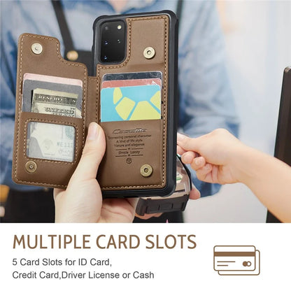 CASEME C22 Series for Samsung Galaxy S20 Plus 4G / 5G Case 5 Card Slots Phone Kickstand Cover